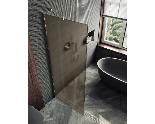 Душевая перегородка Maybah Glass 1090x1950 в широком профиле Хром матовый стекло бронзовое матовое