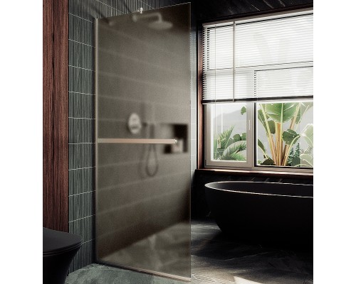 Душевая перегородка Maybah Glass 1090x1950 в узком профиле Хром матовый стекло бронзовое матовое
