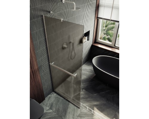Душевая перегородка Maybah Glass 1090x1950 в узком профиле Хром матовый стекло бронзовое матовое