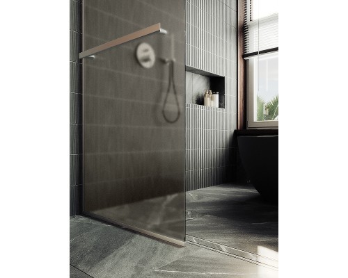 Душевая перегородка Maybah Glass 1090x1950 в узком профиле Хром матовый стекло бронзовое матовое