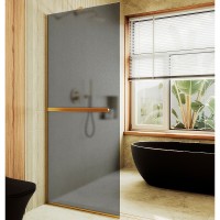 Душевая перегородка Maybah Glass 1090x1950 в узком профиле Золото стекло графитовое матовое