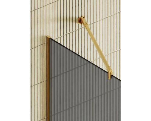Душевая перегородка Maybah Glass 1090x1950 в узком профиле Золото стекло графитовое матовое