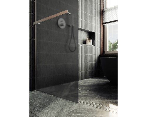 Душевая перегородка Maybah Glass 1090x1950 в широком профиле Хром матовый стекло графитовое матовое