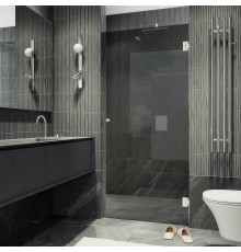 Душевая дверь Maybah Glass 705x1950 на петлях Хром глянцевый стекло графитовое