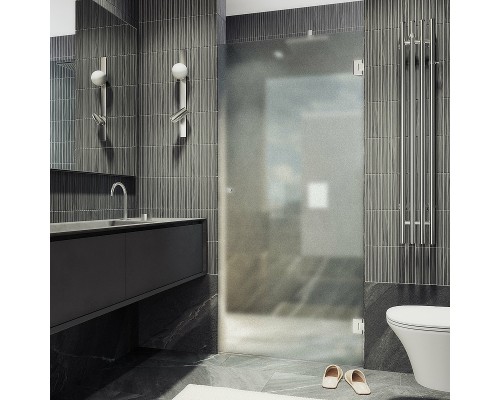 Душевая дверь Maybah Glass 705x1950 на петлях Хром глянцевый стекло сатиновое