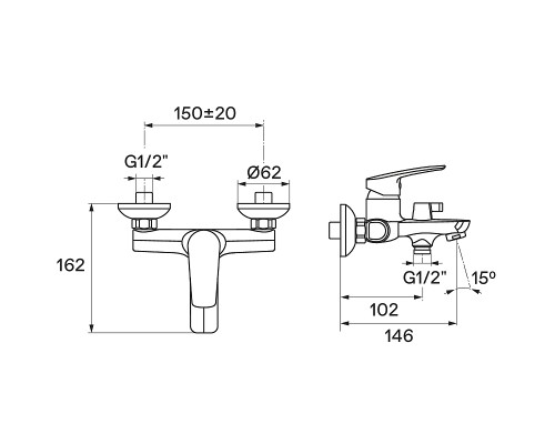 Смеситель для ванны Santek Марион WH5A10006C001 Хром