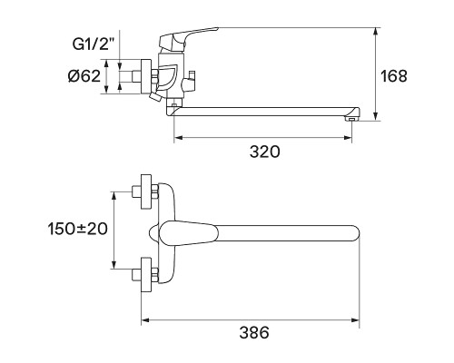 Смеситель для ванны Santek Форт WH5A12004C001 универсальный Хром