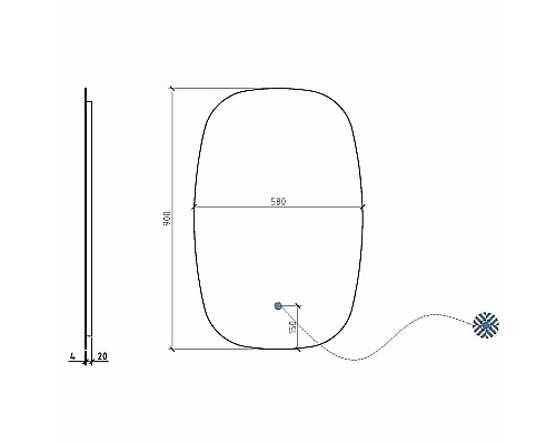 Зеркало Black&White Universe U925.MR 58 925.MR0 с подсветкой с сенсорным выключателем