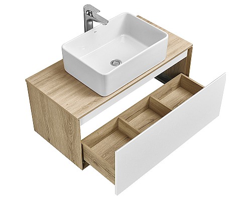 Тумба под раковину Aquaton Либерти 90 1A279901LYC70 подвесная Дуб эльвезия Белая