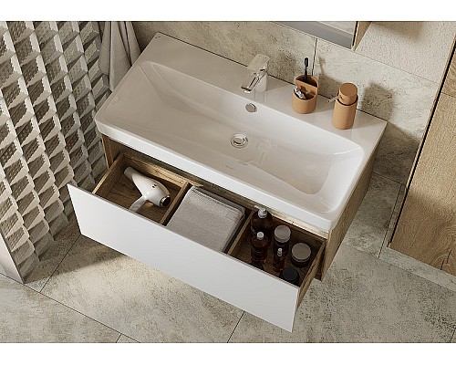 Тумба под раковину Aquaton Либерти 90 1A279901LYC70 подвесная Дуб эльвезия Белая