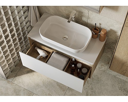 Тумба под раковину Aquaton Либерти 90 1A279901LYC70 подвесная Дуб эльвезия Белая