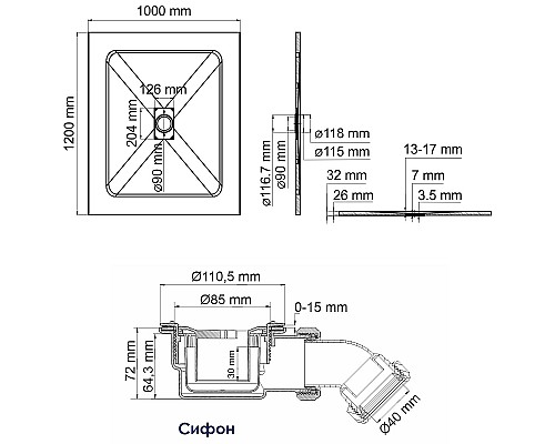 Душевой поддон из стеклопластика WasserKRAFT Main 120x100 41T10 Белый матовый