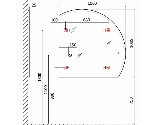 Зеркало Jorno Solis New 106 SolN.02.106/W/JR с подсветкой с бесконтактным выключателем