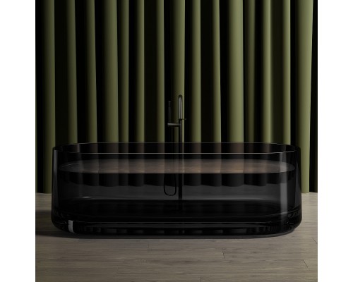 Ванна из полиэфирной смолы Abber Kristall 170х75 AT9708Onyx Черная без гидромассажа