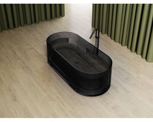 Ванна из полиэфирной смолы Abber Kristall 170х75 AT9708Onyx Черная без гидромассажа
