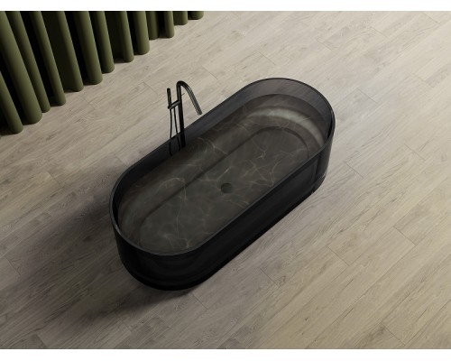 Ванна из полиэфирной смолы Abber Kristall 170х75 AT9708Onyx Черная без гидромассажа