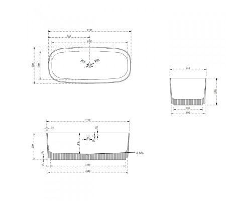 Ванна из искусственного камня Abber Stein 170x75 AS9601MS Песочная матовая без гидромассажа