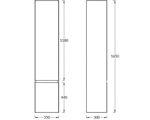 Шкаф пенал Kerama Marazzi Cubo 35 R подвесной Белый матовый