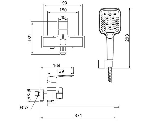 Смеситель для ванны Raglo R01.22 универсальный Хром
