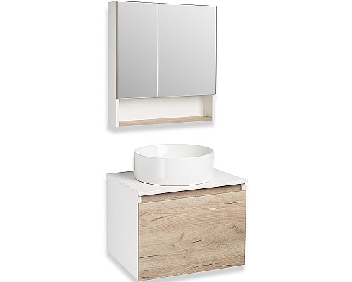 Тумба под раковину Runo Бари 60 00-00001374 подвесная Крафт дуб Белая