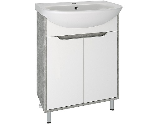 Тумба под раковину Runo Эко 60 00-00001327 Серый бетон Белая