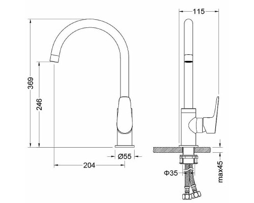 Смеситель для кухни Aquatek Бетта AQ1182MB Черный матовый
