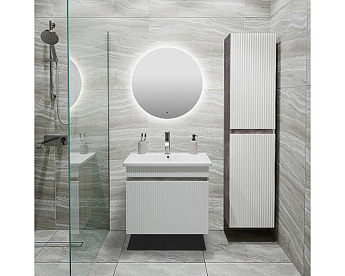 Шкаф пенал Runo Модена 35 00-00001422 подвесной Железный камень Белый