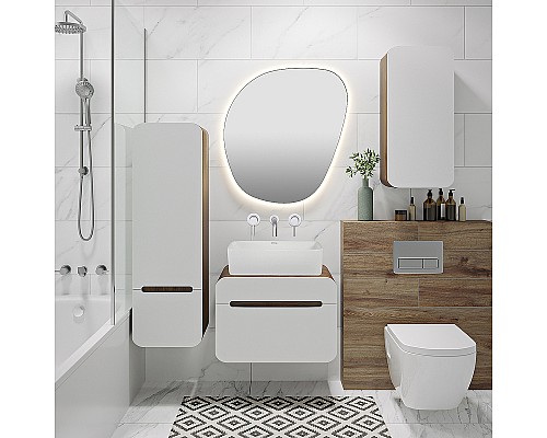 Подвесной шкаф Runo Ницца 35 R 00-00002127 Темное дерево Белый