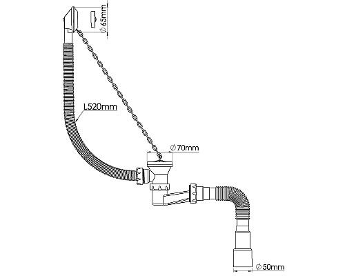 Слив-перелив Nova 1521 с пробкой на цепочке Хром