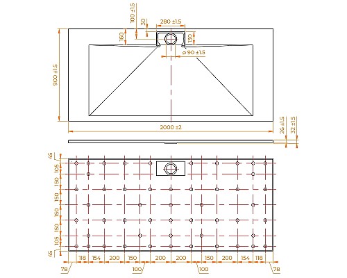Душевой поддон из стеклопластика RGW TKS-W 200x90 553802920-01 Белый