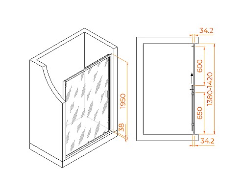 Душевая дверь RGW Passage PA-14Gr 140 41081414-110 профиль Серый стекло прозрачное