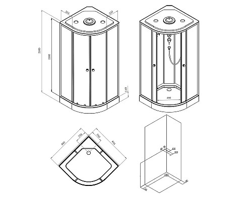 Душевая кабина AM.PM X-Joy 90х90 W94C-401-090MT без гидромассажа