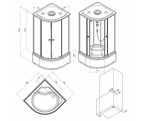 Душевая кабина AM.PM X-Joy 90х90 W94C-401A-090BT без гидромассажа