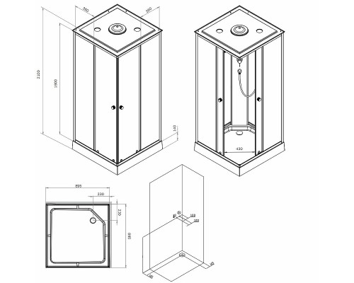 Душевая кабина AM.PM X-Joy 90х90 W94C-403-090BT без гидромассажа