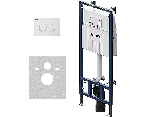 Комплект унитаза с инсталляцией AM.PM Spirit V2.0 FlashClean IS100101.701700 с сиденьем Микролифт и Белой глянцевой клавишей смыва