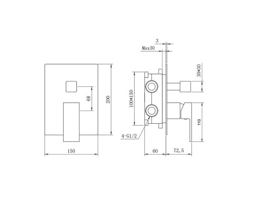 Душевая система Berges Nardis 3S 071012 Оружейная сталь