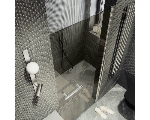 Душевая дверь Maybah Glass MGD-459-5 900x1980 на монопетле Хром матовый стекло бронзовое