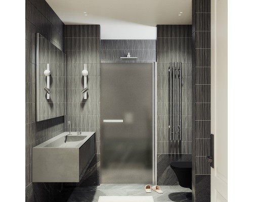 Душевая дверь Maybah Glass MGD-460-5 900x1980 на монопетле Хром матовый стекло бронзовое матовое