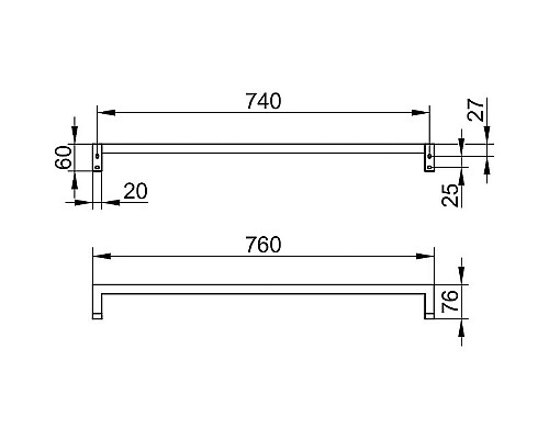 Полотенцедержатель Keuco Edition 90 Square 19101 010800 Хром