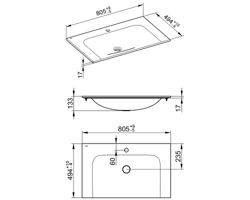 Раковина Keuco Plan 80 32960 318001 Белая