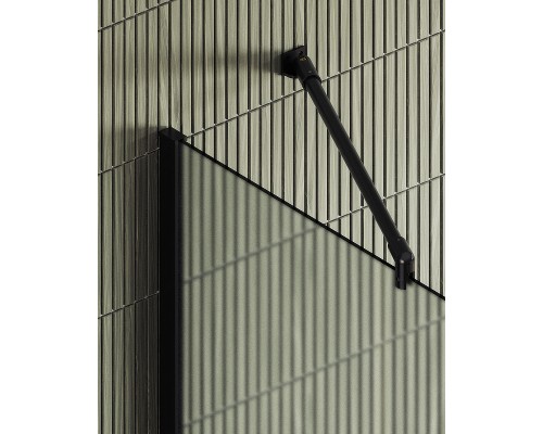 Душевая перегородка Maybah Glass 790x1950 в широком профиле Черный стекло сатиновое