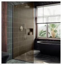 Душевая перегородка Maybah Glass 790x1950 в узком профиле Хром матовый стекло бронзовое матовое