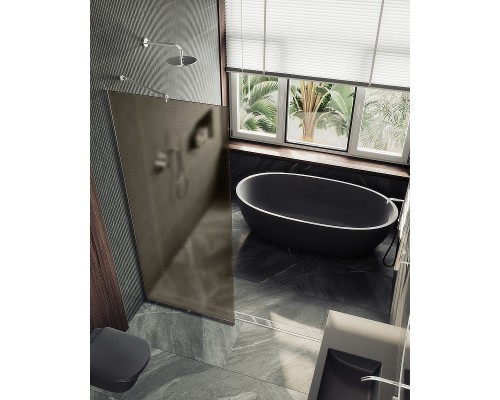 Душевая перегородка Maybah Glass 790x1950 в узком профиле Хром матовый стекло бронзовое матовое