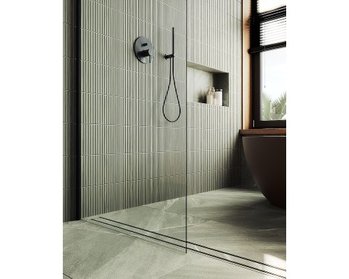 Душевая перегородка Maybah Glass MGD-689-6ш 890x1950 в широком профиле Черный стекло прозрачное