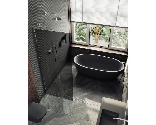 Душевая перегородка Maybah Glass MGD-693-5ш 890x1950 в широком профиле Хром матовый стекло графитовое