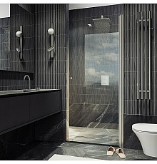 Душевая дверь Maybah Glass MGD-797-5 600x1980 на монопетле Хром матовый стекло прозрачное