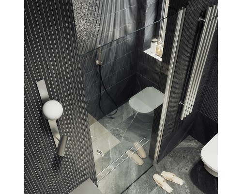 Душевая дверь Maybah Glass MGD-797-5 600x1980 на монопетле Хром матовый стекло прозрачное