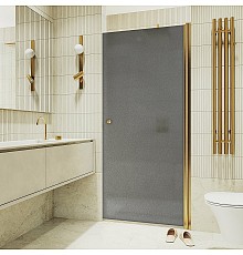 Душевая дверь Maybah Glass MGD-801-3 600x1980 на монопетле Золото стекло графитовое матовое