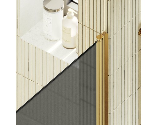 Душевая дверь Maybah Glass MGD-801-3 600x1980 на монопетле Золото стекло графитовое матовое
