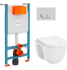 Комплект унитаза с инсталляцией Vitra S40 L-box с сиденьем Микролифт и клавишей смыва Хром глянцевый